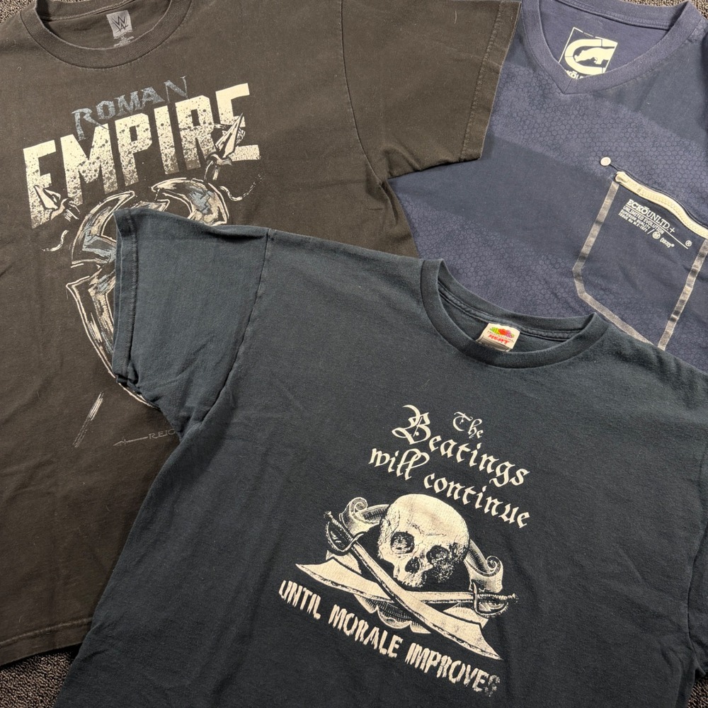 WWE Roman Reigns Bundle of 3 Mens XL Graphic T-Shirt Ecko UNTLD Y2K Fighting